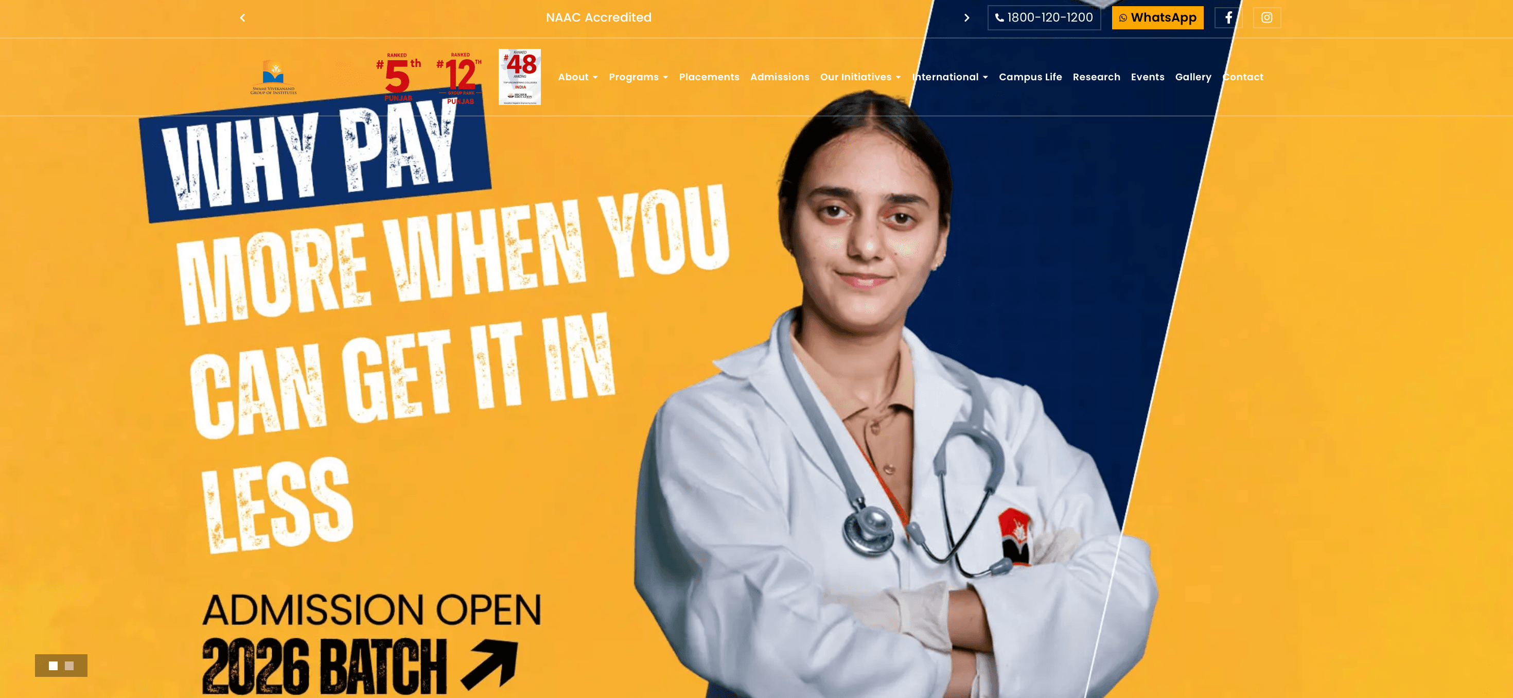 SVIET — Placements page and outcomes presentation for a multi-disciplinary engineering, management, pharmacy, and healthcare institute